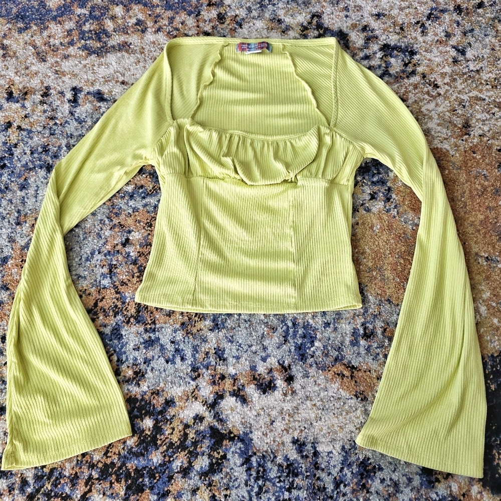 Urban Outfitters Chartreuse Ribbed Scoop top